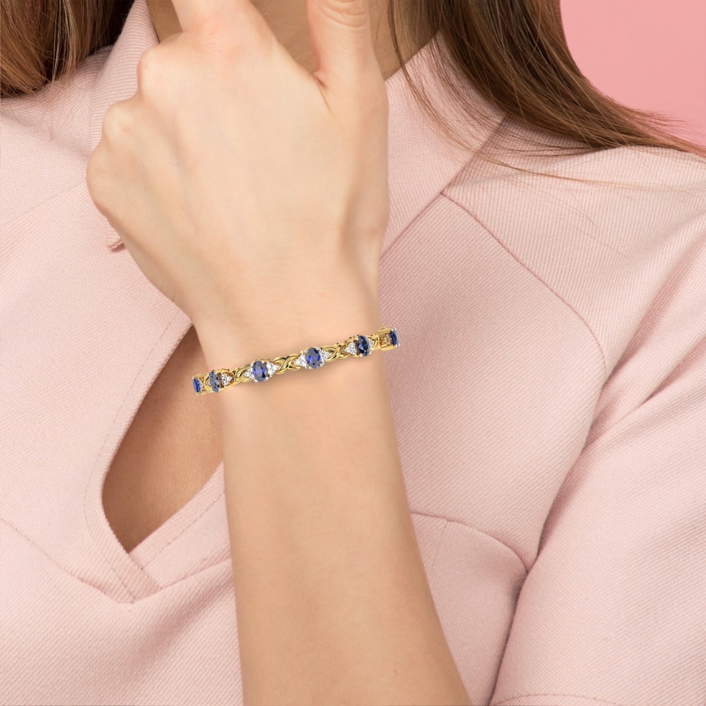 Oval Blue Lab Grown Bracelets