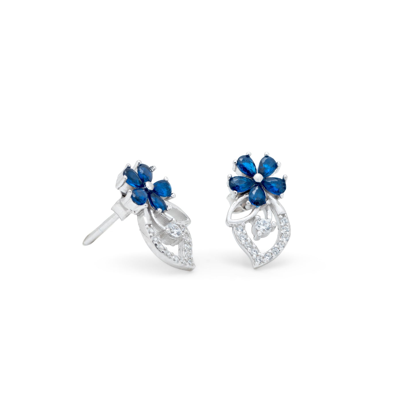 Sapphire Bloom Silver Earrings