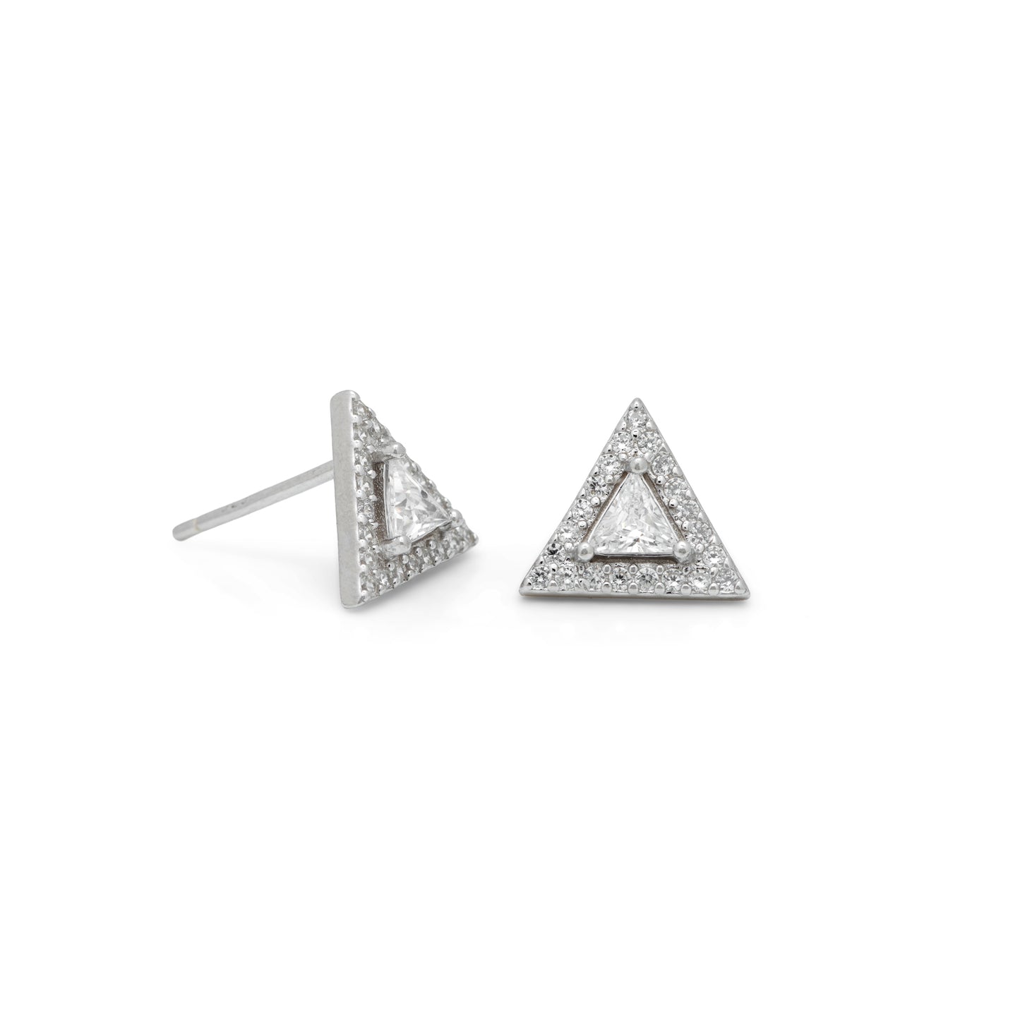 Radiant Silver Triangle Earrings