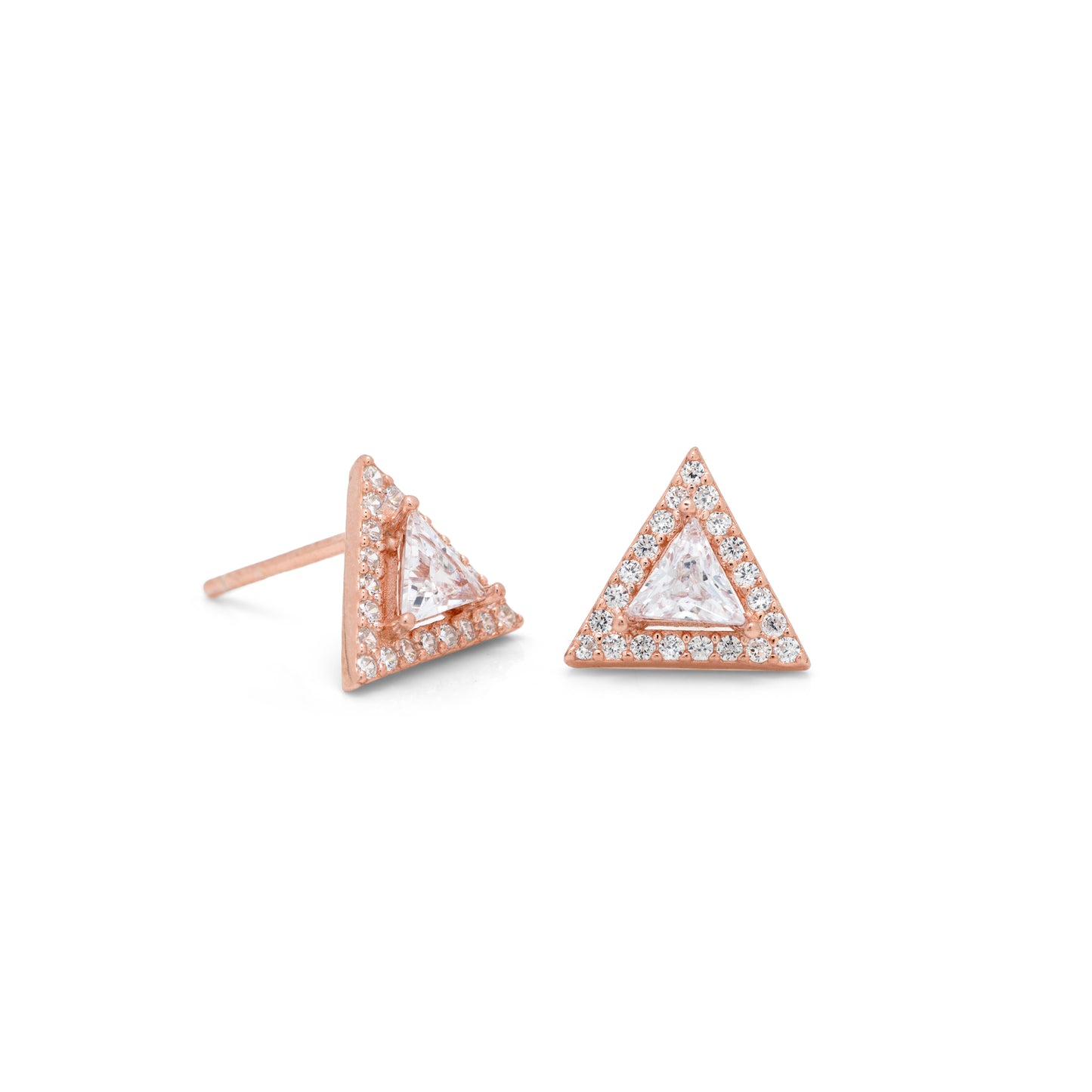 Radiant Rose Gold Triangle Earrings