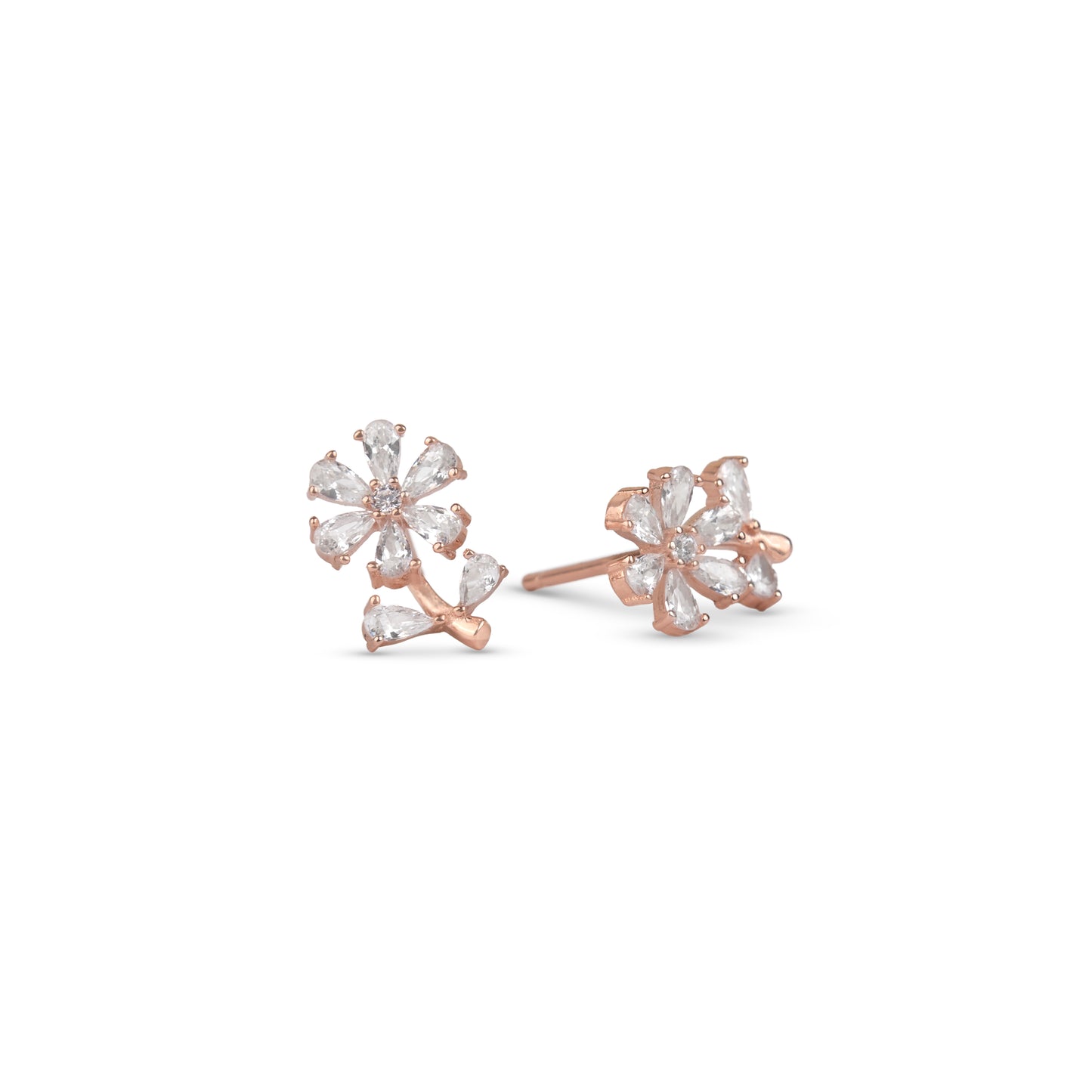 Frosted Flowers Rose Gold Earrings