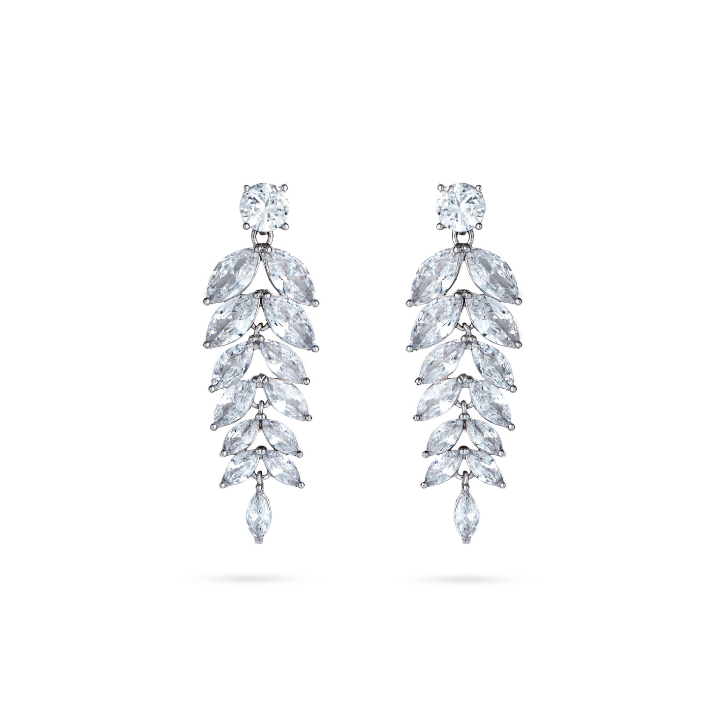 Crystal Cascade Silver Earrings