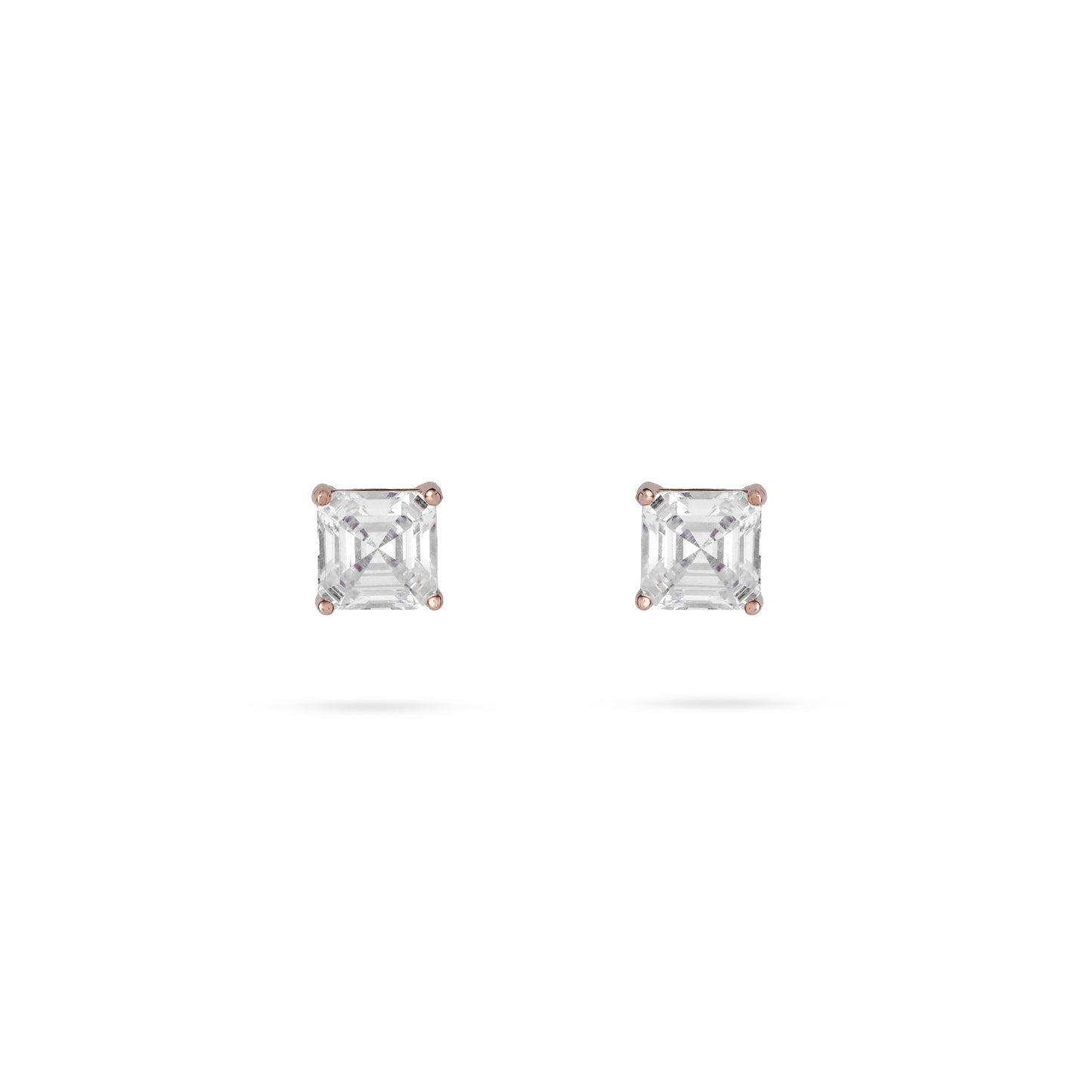 Asscher Cut Rose Gold Studs