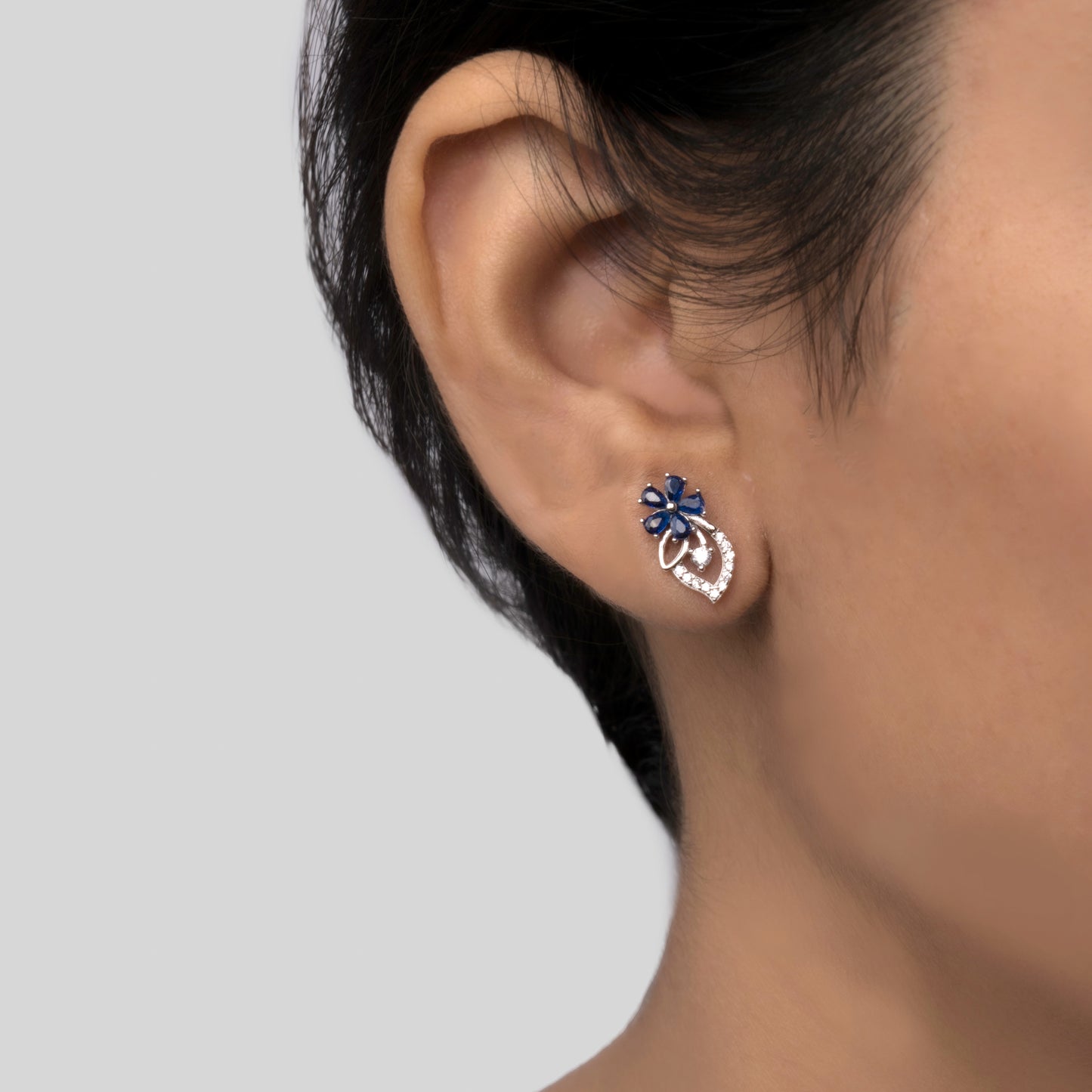 Sapphire Bloom Silver Earrings