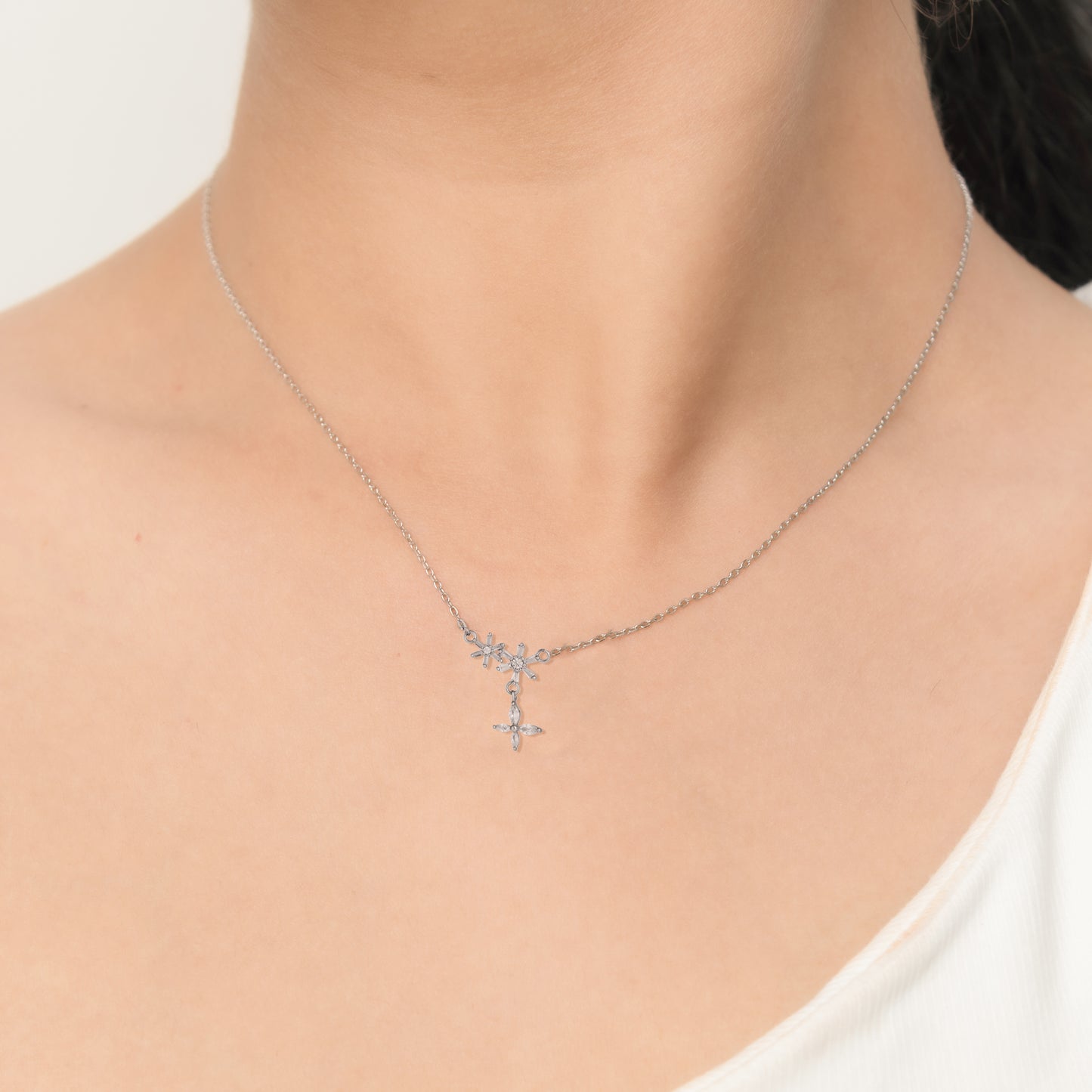 Triple Flower Diamond Pendant