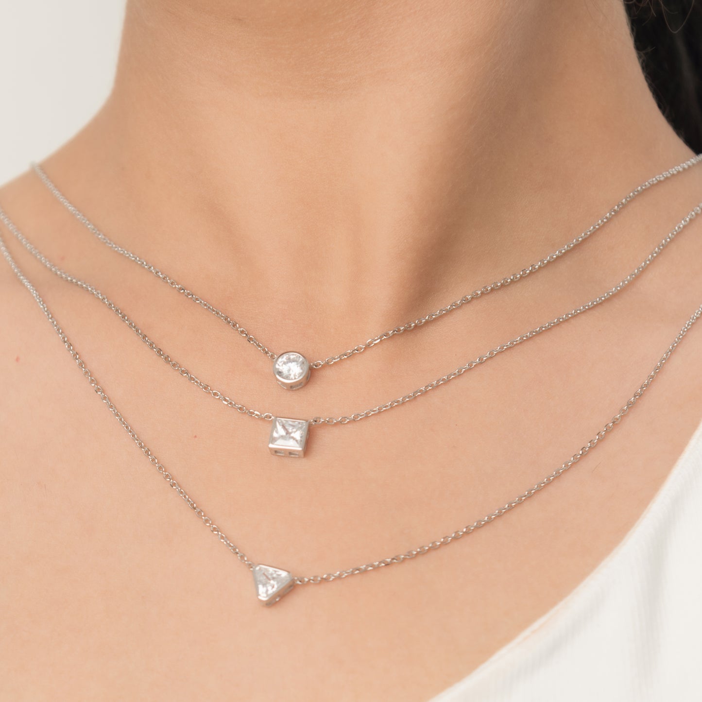 Triple Solitaire Necklace