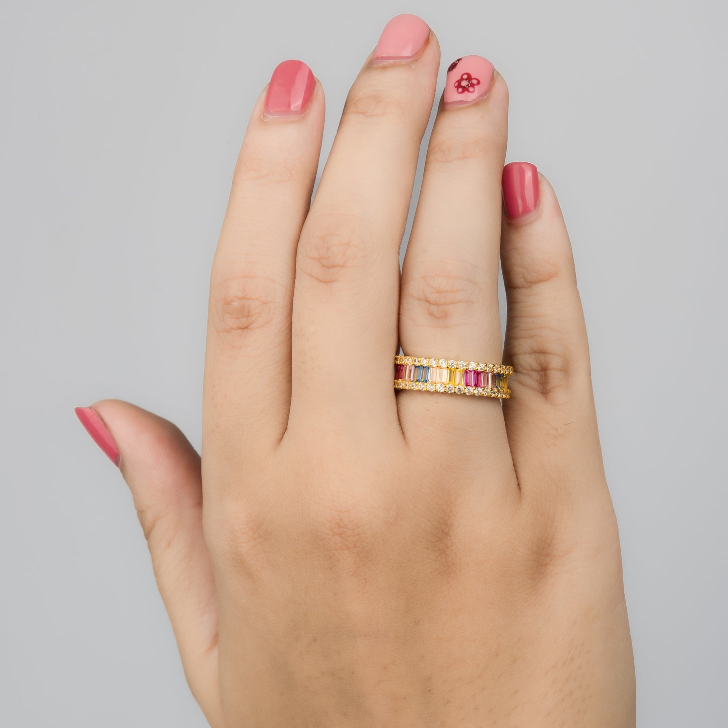 Multi-Gemstone Eternity Band