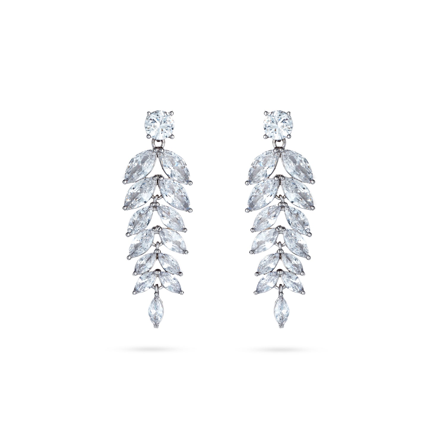 Crystal Cascade Silver Earings