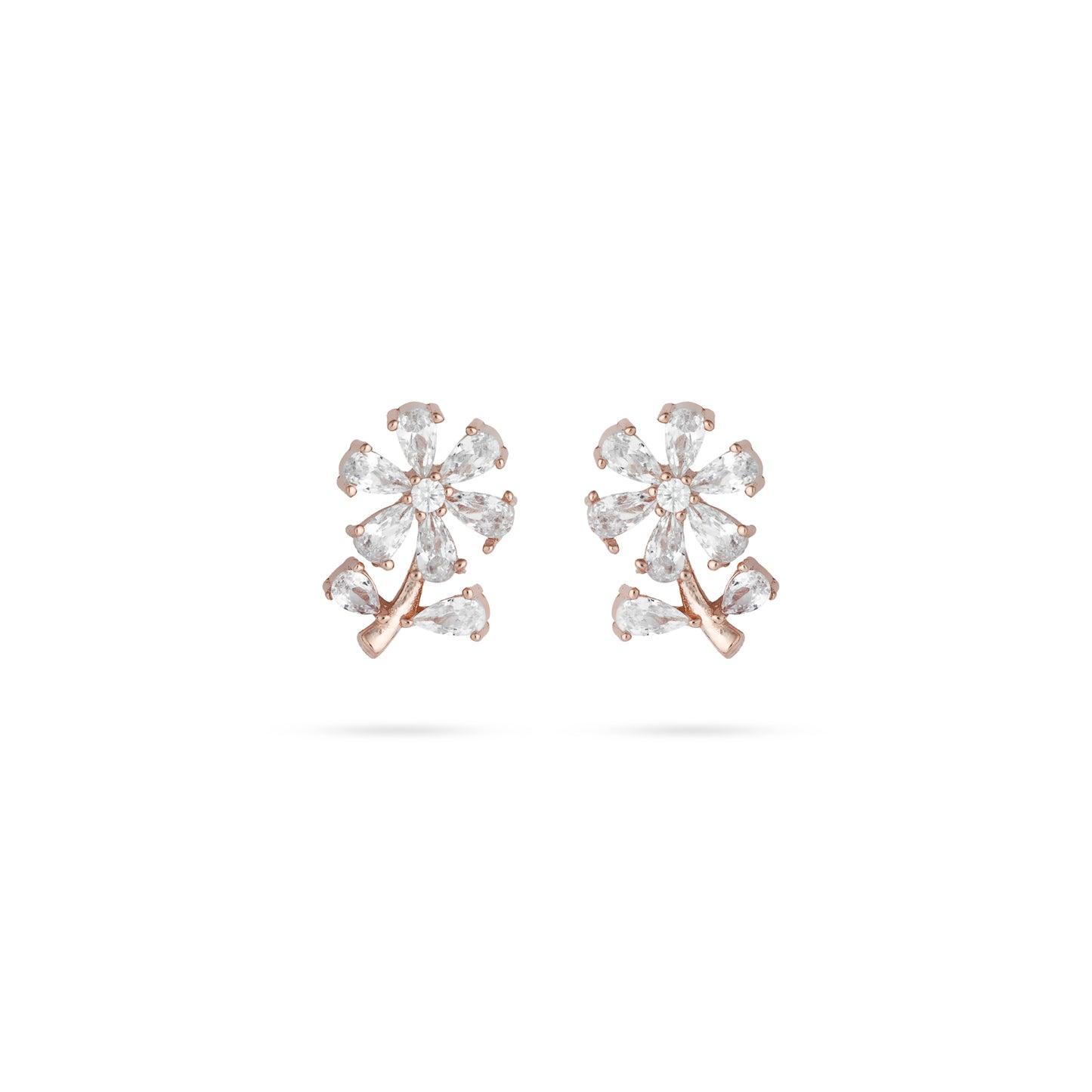 Frosted Flowers Rose Gold Earrings