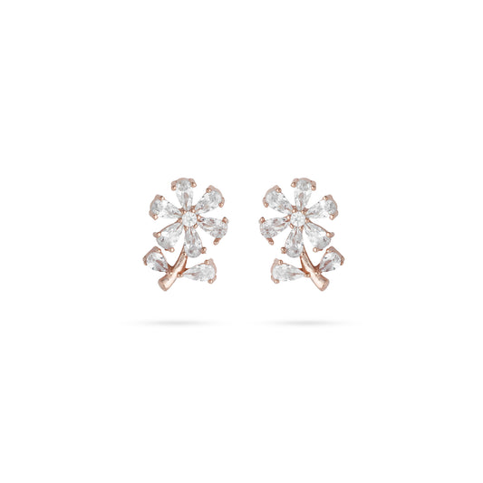 Frosted Flowers Rose Gold Earings