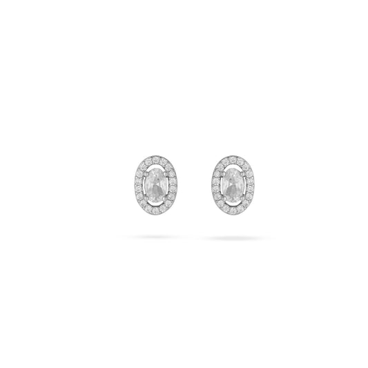 Classic Halo Silver Earrings