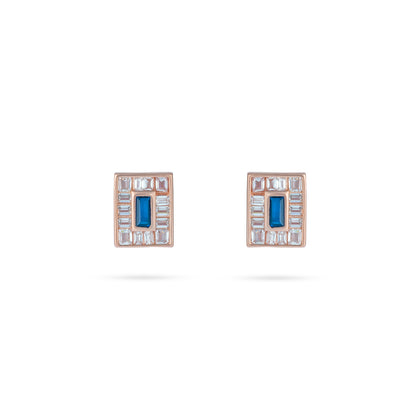 Blue Sapphire Emerald cut Studs