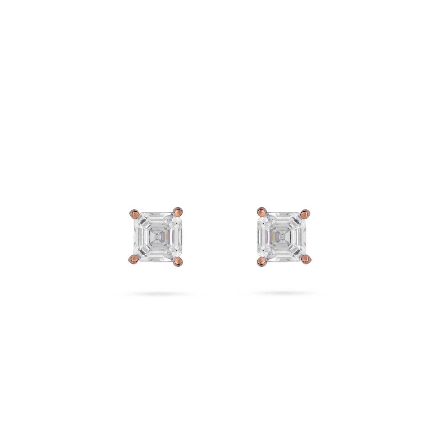 Square Cut Rose Gold Diamond Studs