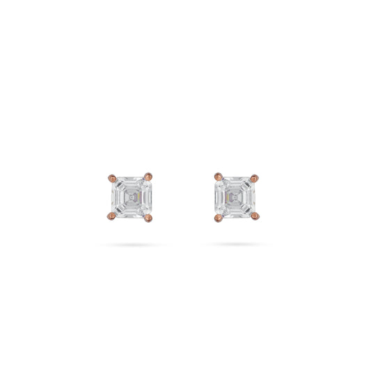 Square Cut Rose Gold Diamond Studs