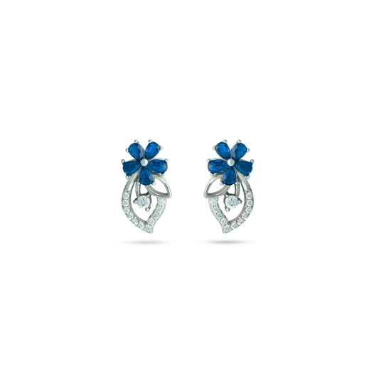 Sapphire Bloom Silver Earrings