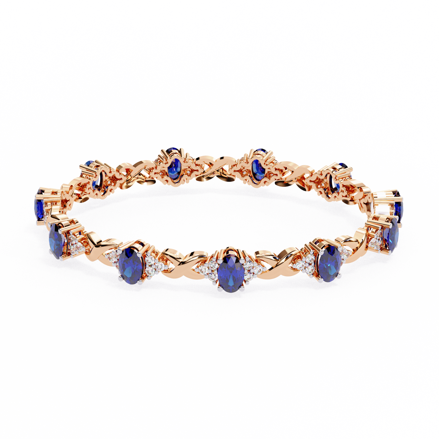 Oval Blue Lab Grown Bracelets